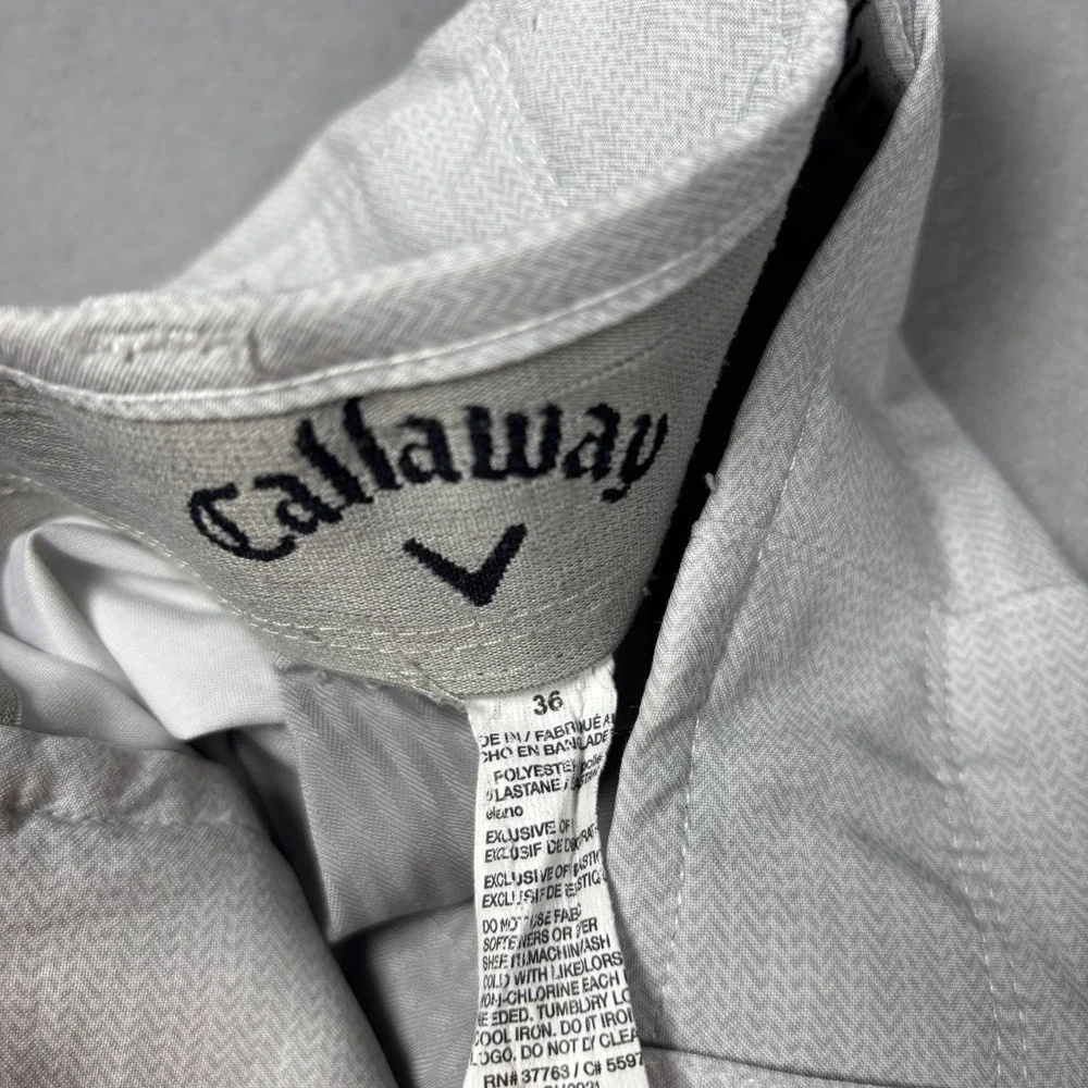 Lot of 2 Callaway Mens Golf Shorts 36 Blue/White Performance Stretch Flat‎ Front